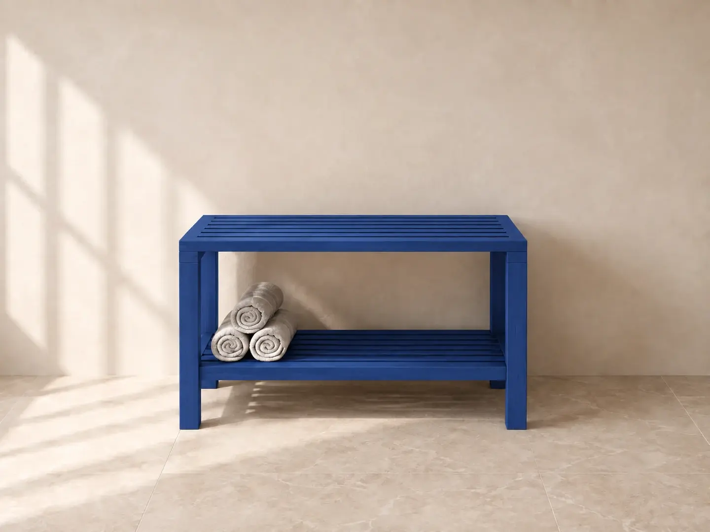Shower Bench, Blue, illustrative finish preview, reference configuration